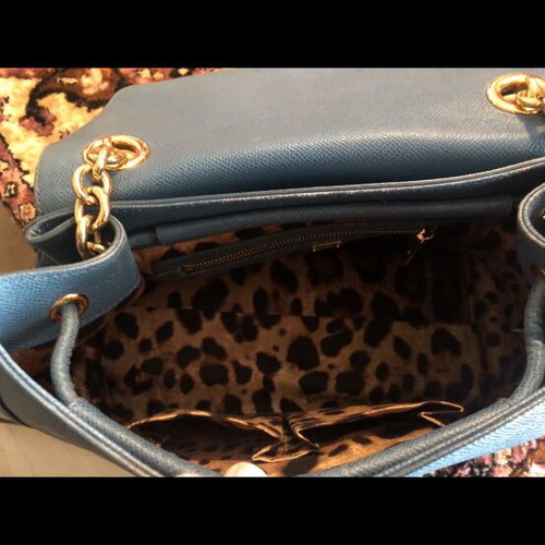 Dolce & Gabbana Padlock crossbody bag like new, blue saffiano leather