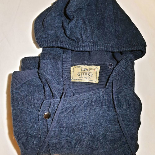 Guess men's blue cardigan with hood size M like new