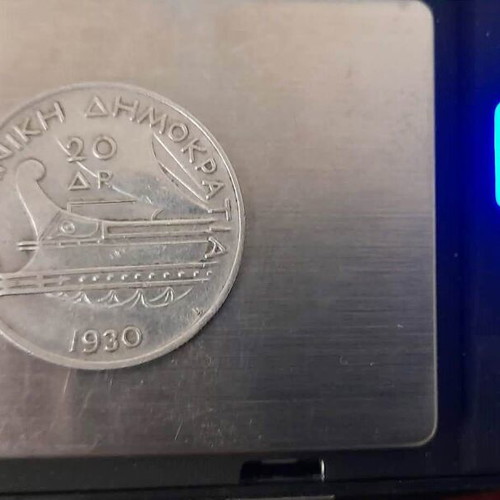 20 Drachmas 1930 like new, silver 0.500