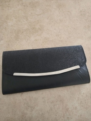 Black envelope bag with strass and chain, like new, 12 cm width