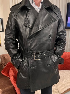 Men's Vintage Cartini Leather Coat black, like new, size L