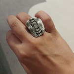 Vintage Boho Cyberpunk statement ring, adjustable silver finish