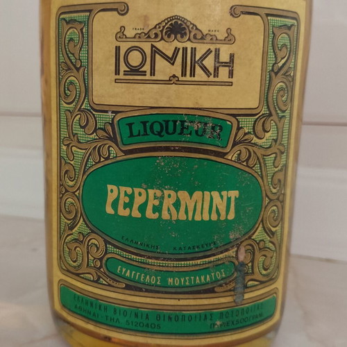 Ioniki Peppermint Liqueur vintage bottle like new