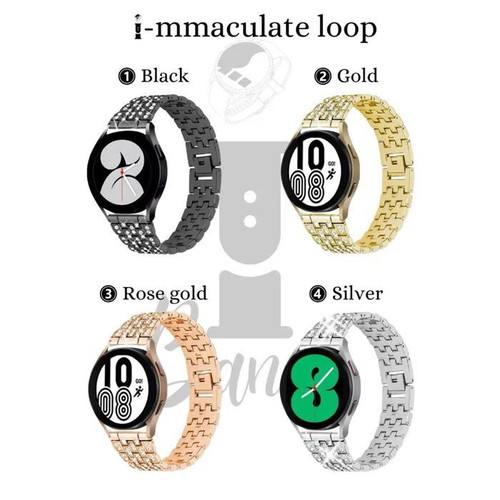 Luxury Stainless Steel Watch Strap with Crystals for Smartwatches