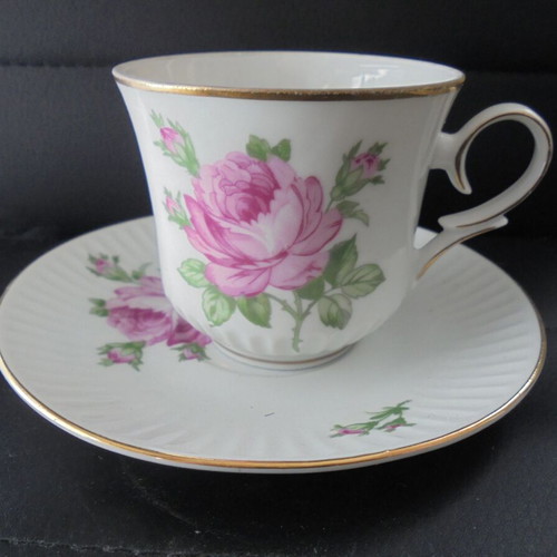 Freiberger porzellan double porcelain set used, cup with saucer