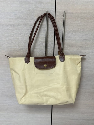 Zara shoulder tote shopper bag used, large beige with brown details