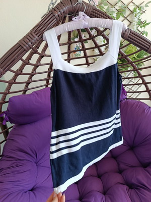 Top B&C XL καινούριο, μπλε ναυτικό και άσπρο