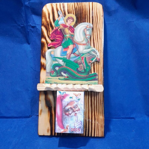 2025 wooden calendar with Saint George new