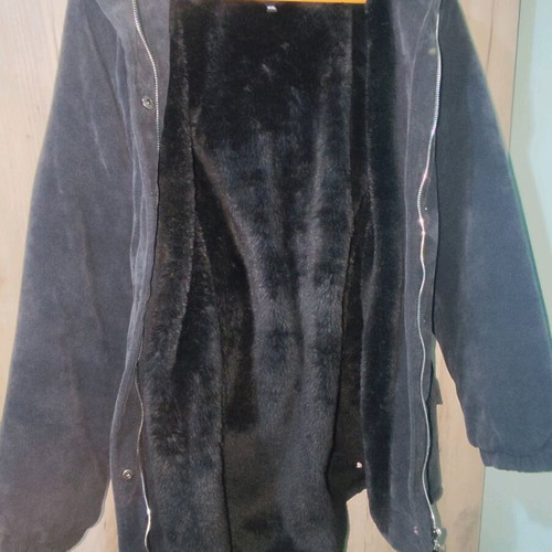 Owtwo black corduroy jacket XXL used with plush lining and hood
