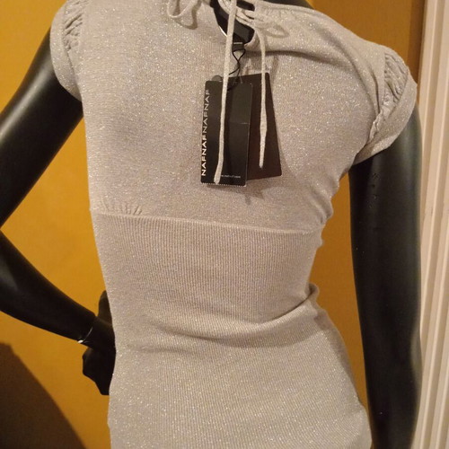 Naf Naf silver lurex viscose top new, size S