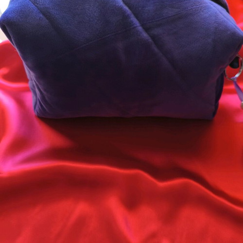 Handmade toiletry bag new, purple velvet, lined 40x33cm
