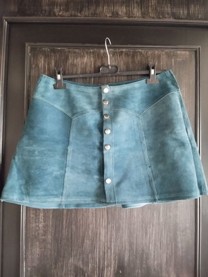 Vintage 60's mini leather skirt like new, blue-green