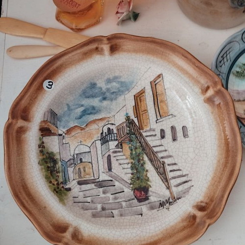 Vintage decorative ceramic wall plate with signature like new