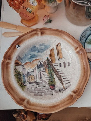 Vintage decorative ceramic wall plate with signature like new