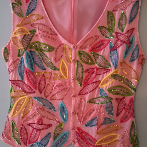 Embroidered blouse pink, like new, size M