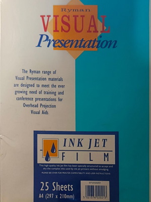 Inkjet Printer Transparencies A4 Pack of 40 by Ryman new