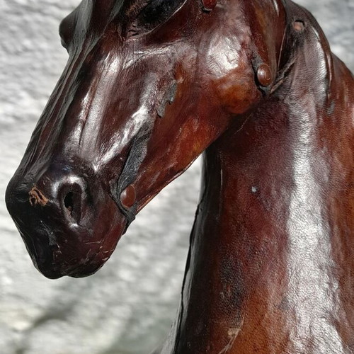 Vintage decorative horse with leather upholstery used, 55x45 cm