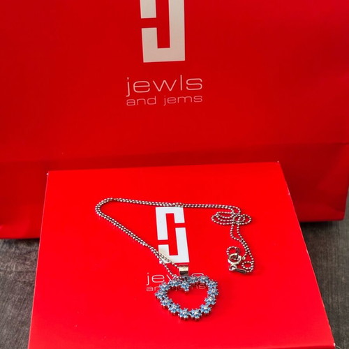 925 Silver Necklace with Blue Zircon Stones like new