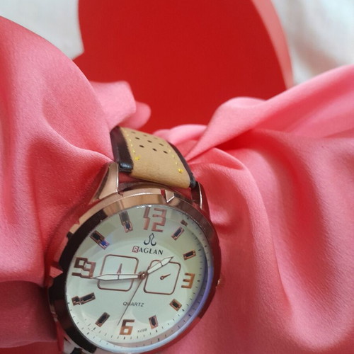 Raglan women's watch new, quartz, brown and black strap