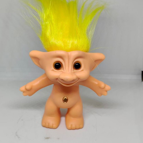 Efxoulis Troll doll with yellow hair collectible, like new