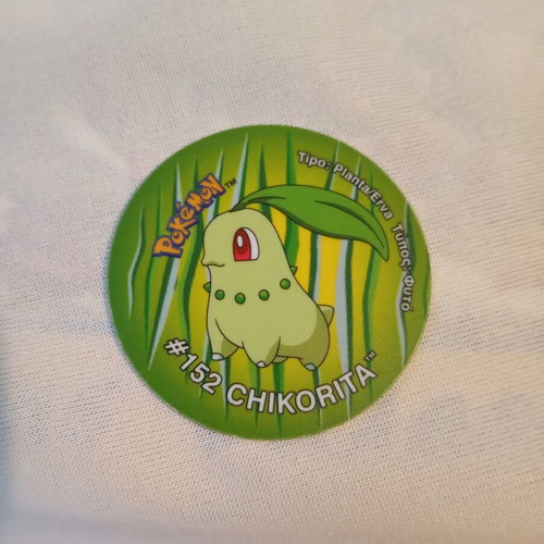 Collectible Pokemon Chikorita tazo used, plant type, 1999