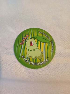 Collectible Pokemon Chikorita tazo used, plant type, 1999