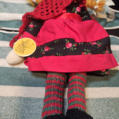 Fabric doll used, possibly Little Red Riding Hood, 40cm