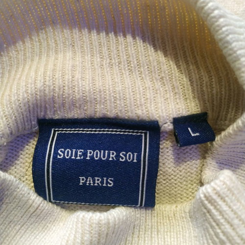 SOIE POUR SOI men's turtleneck sweater used, beige, size L