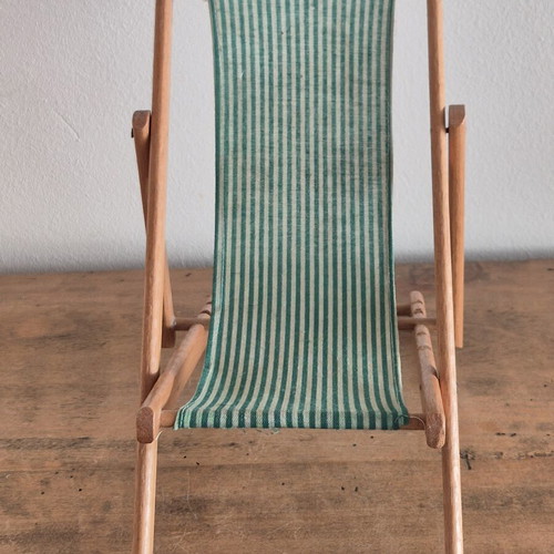 Vintage Mid-Century Miniature Transat Beach Chair Model