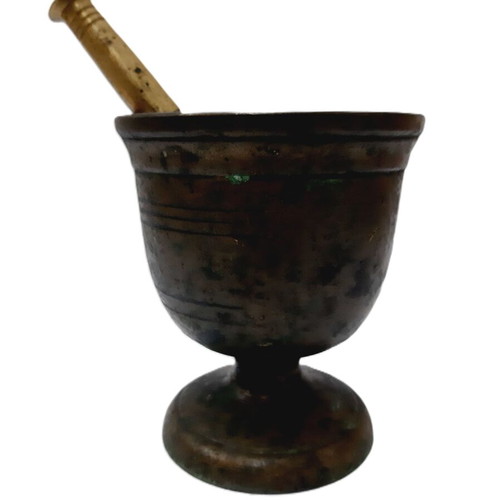 Antique Greek Brass Mortar and Pestle used, vintage kitchen decor