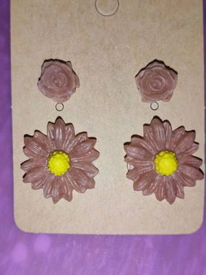 Handmade earrings new, set of 2 pairs, pink and yellow