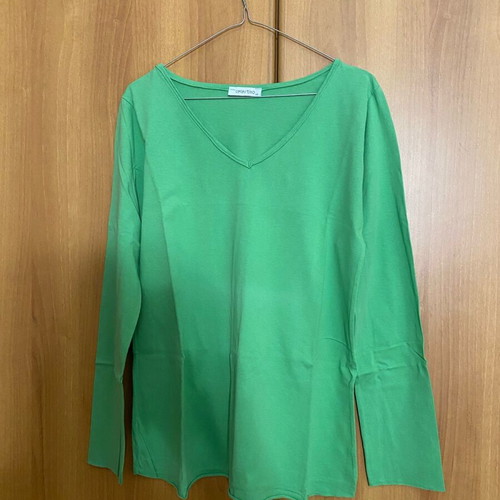 Celestino women's blouse with long sleeves and V-neck, new, green