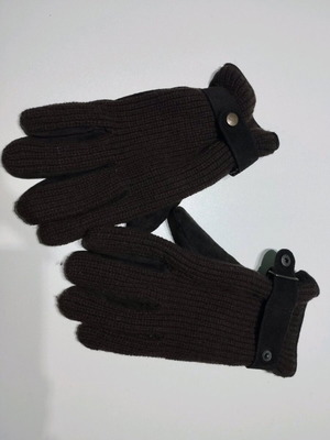 Knitted men's gloves used with suede detail brown
