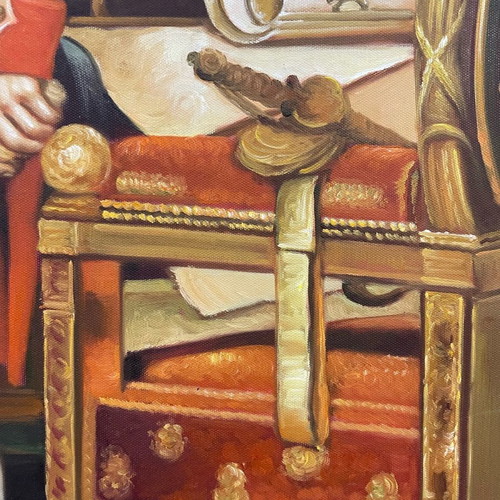 Napoleon oil painting artwork with gold frame