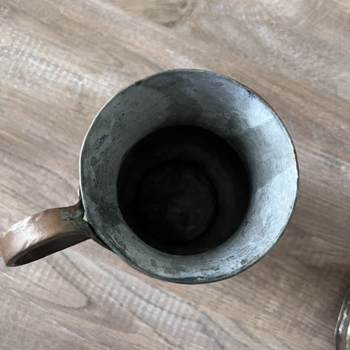 Maskrapas copper jug used, brass joints, circa 1900-1970