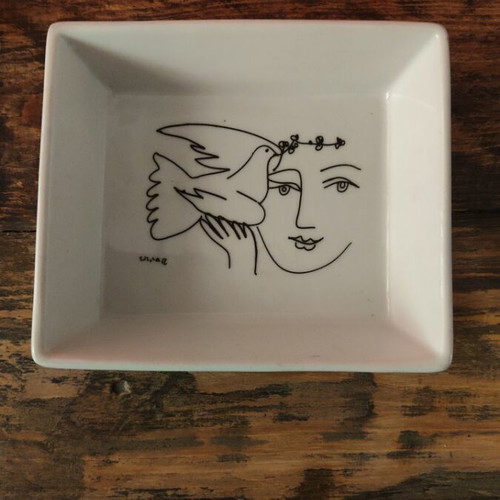 Porcelain plate square 13x13xH2.6cm Le Visage Picasso Könitz like new