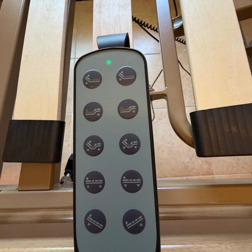 Hospital electric adjustable bed with air mattress, bedside table and wheelchair like new