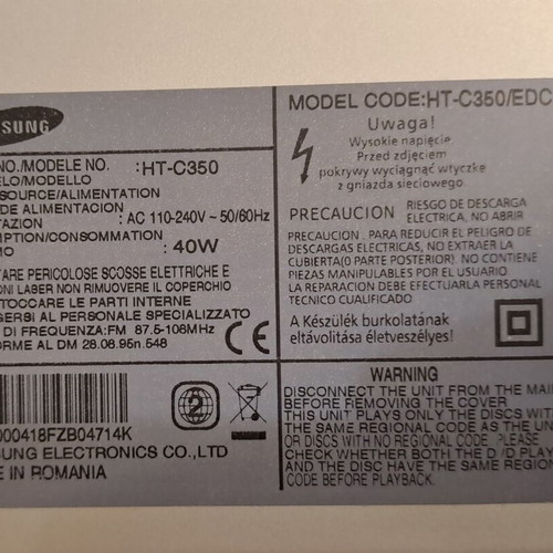 Samsung HT-C350 Home Cinema 5.1 used system with DVD player