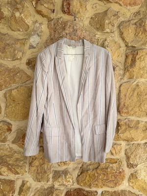 Λινό σακάκι H&M σαν καινούργιο, μπεζ με κάθετη ρίγα, μέγεθος 44