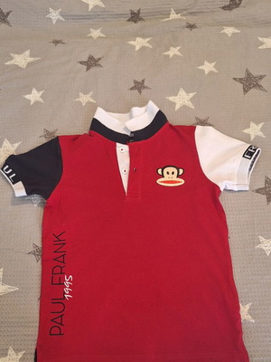 Paul Frank παιδικό t-shirt καινούργιο, κόκκινο με μπλε και άσπρες λεπτομέρειες