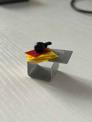 Ring used handmade unique design with red and yellow