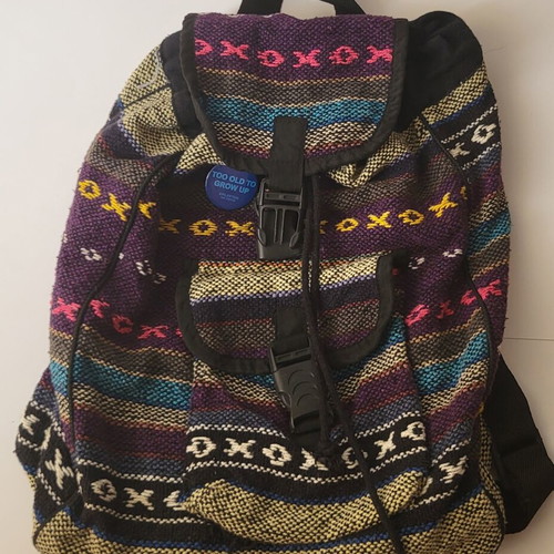 Vintage Boho Backpack handmade, used, multicolor