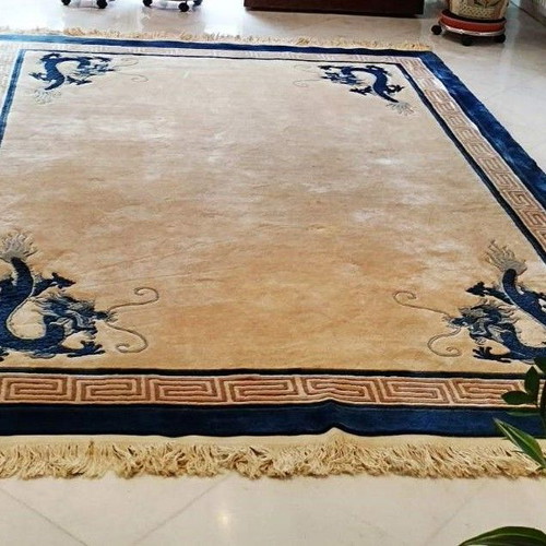 Wool rug Chinese style used, classic Asian motifs