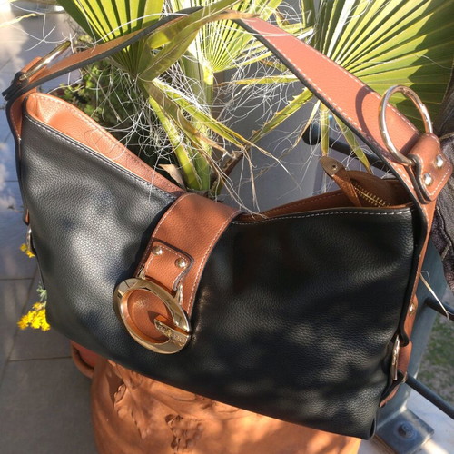 Guess shoulder bag like new, black with tan