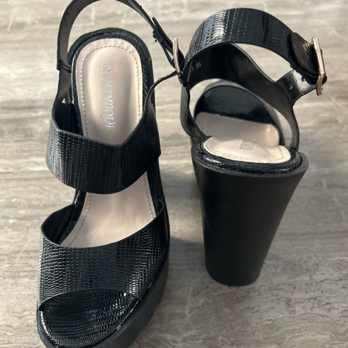 Black high sandals used size 36, 14.5 cm heel
