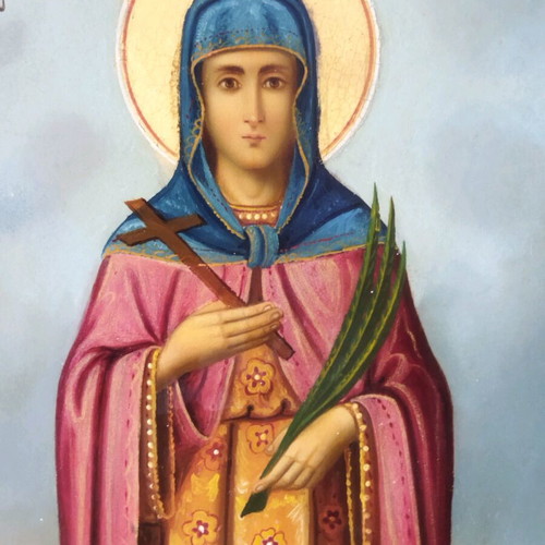 Handmade collectible icon of Saint Chrysi, 1902