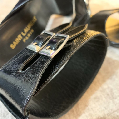 Saint Laurent T-Strap Leather Sandals Women’s Size 40 New Black