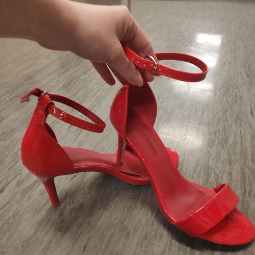 Patent leather high-heeled sandals red like new, size 37