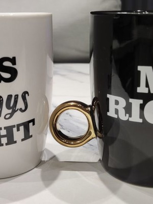 Κεραμικές κούπες Mr. Right & Mrs. Always Right σε άριστη κατάσταση