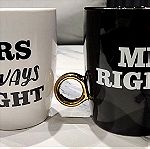 Κεραμικές κούπες Mr. Right & Mrs. Always Right